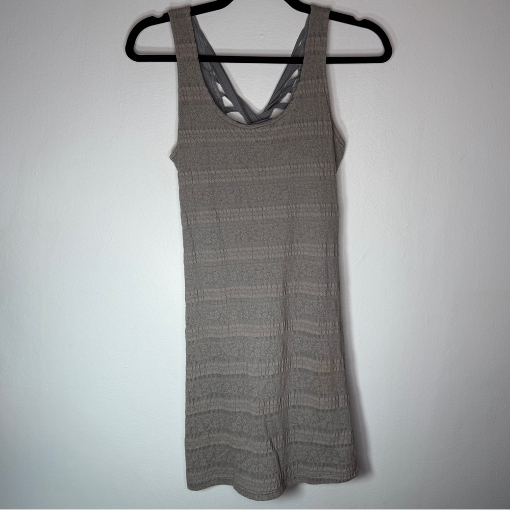 Free People Taupe Stretch Knit Mini Dress Strappy Back Boho Size‎ Small
